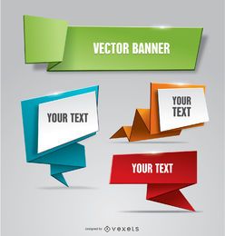 Folded paper banner Origami style