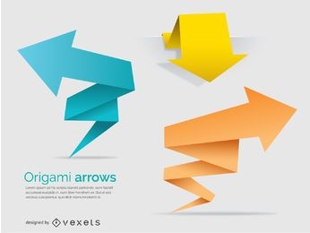 Origami polygonal arrows and banners