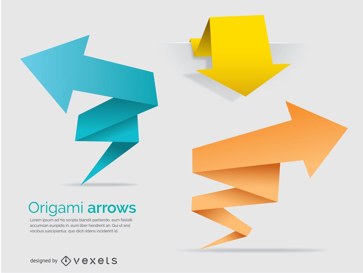 Banners y flechas poligonales de origami
