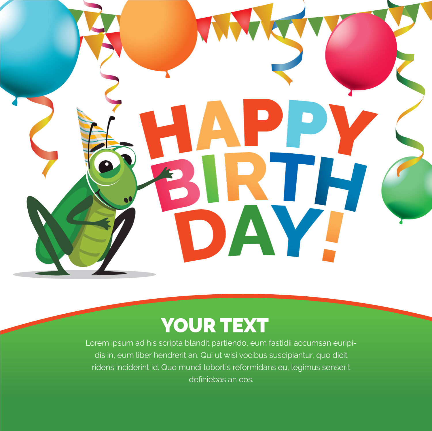 Tarjeta de bicho de cricket de feliz cumpleaños