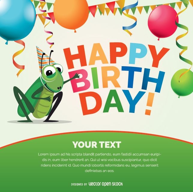 Tarjeta de feliz cumpleaños cricket bug