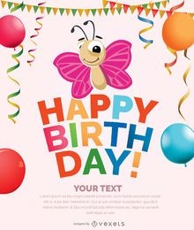 Cartão de convite de aniversário de menina