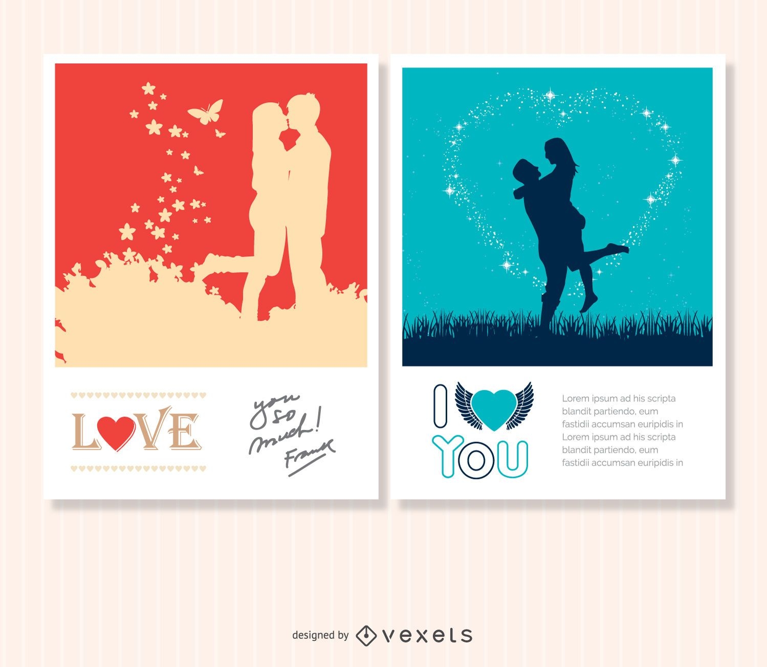 2 Liebeskarten zum Valentinstag
