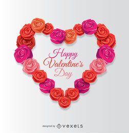 Corazón de San Valentín feliz hecho de rosas Corazón de San Valentín feliz hecho de rosas