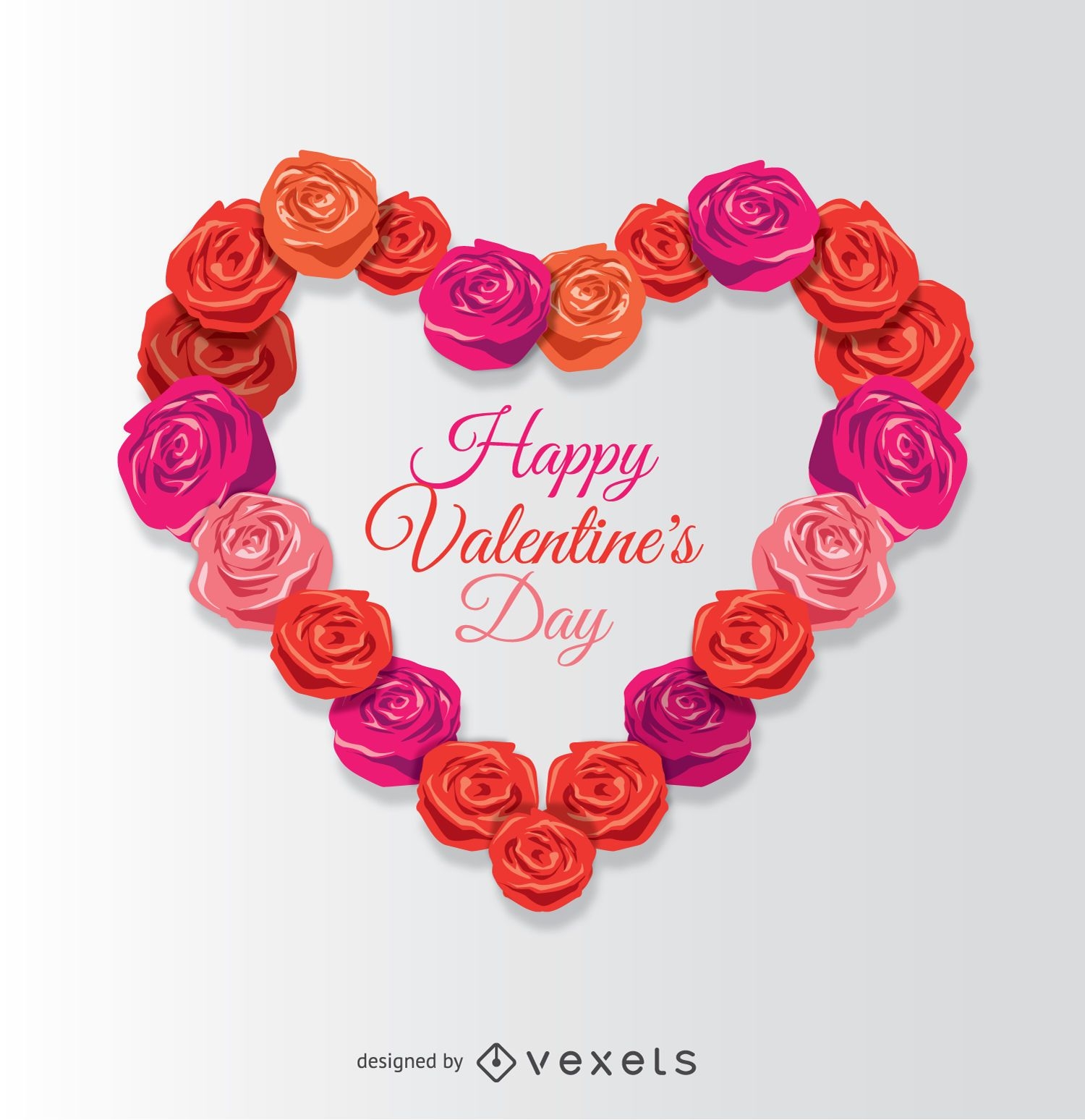 Feliz corazón de San Valentín hecho de rosas