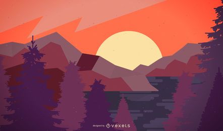 Sonnenuntergang Landschaft Silhouette Hintergrund Design