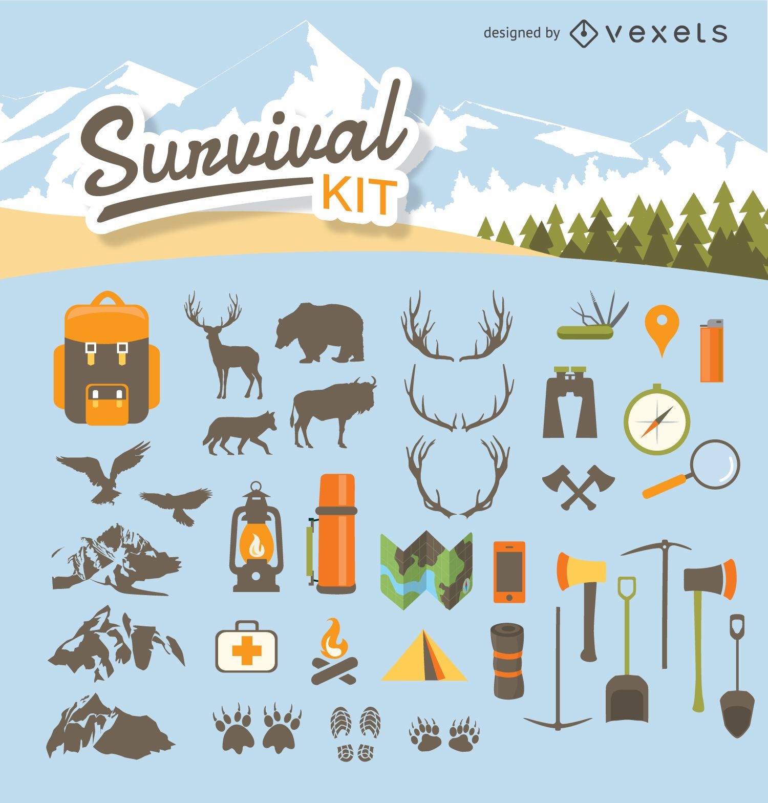 Kit de sobrevivência para acampamento