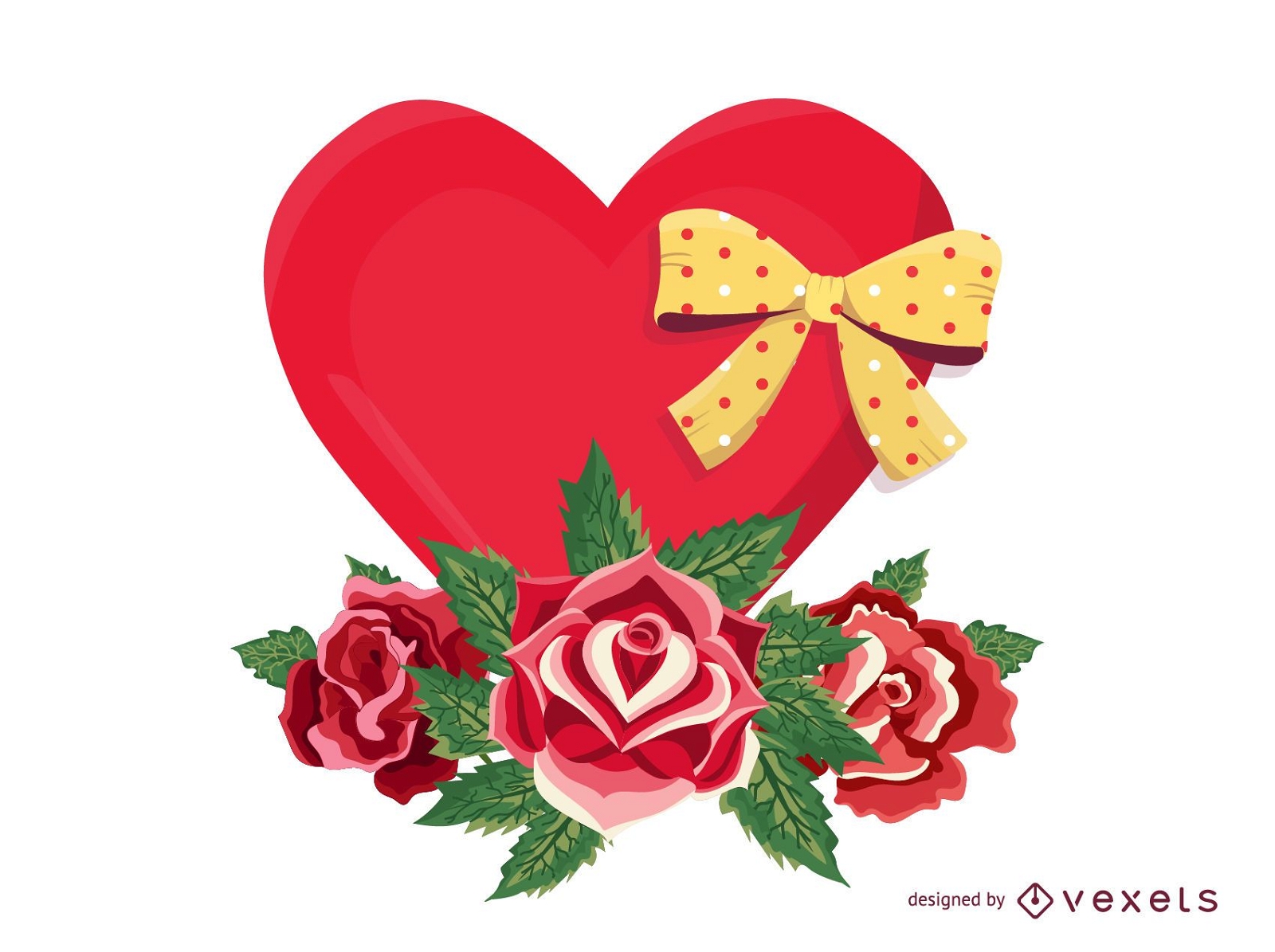 Ribbon Heart Roses Valentine Background