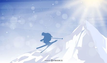 Man Jumping Mountain Skiing