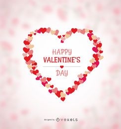 Happy Valentines heart made of hearts