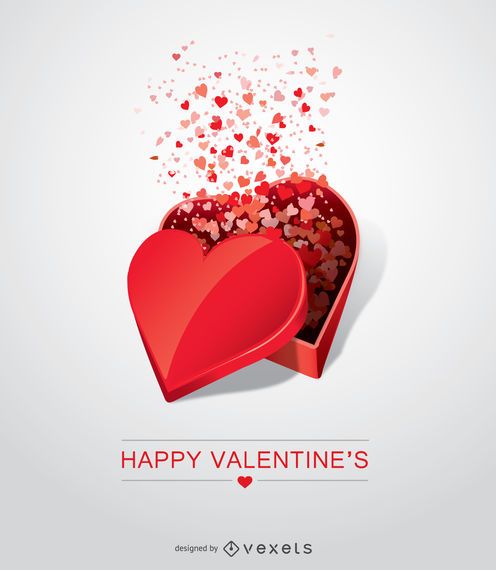 Día de San Valentín corazón en forma de regalo abierto. Día de San Valentín corazón en forma de regalo abierto.