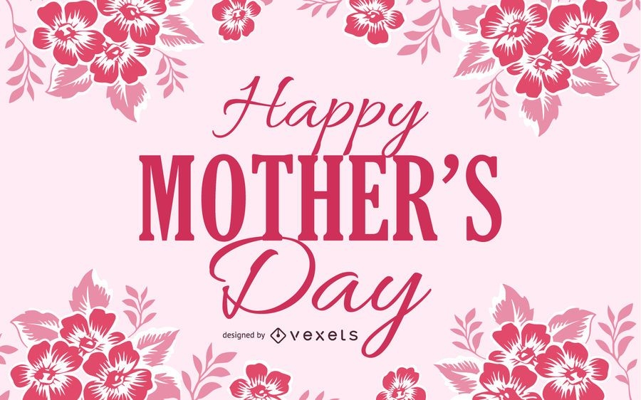 Download Red Floral Mothers Day Card - Vector Download