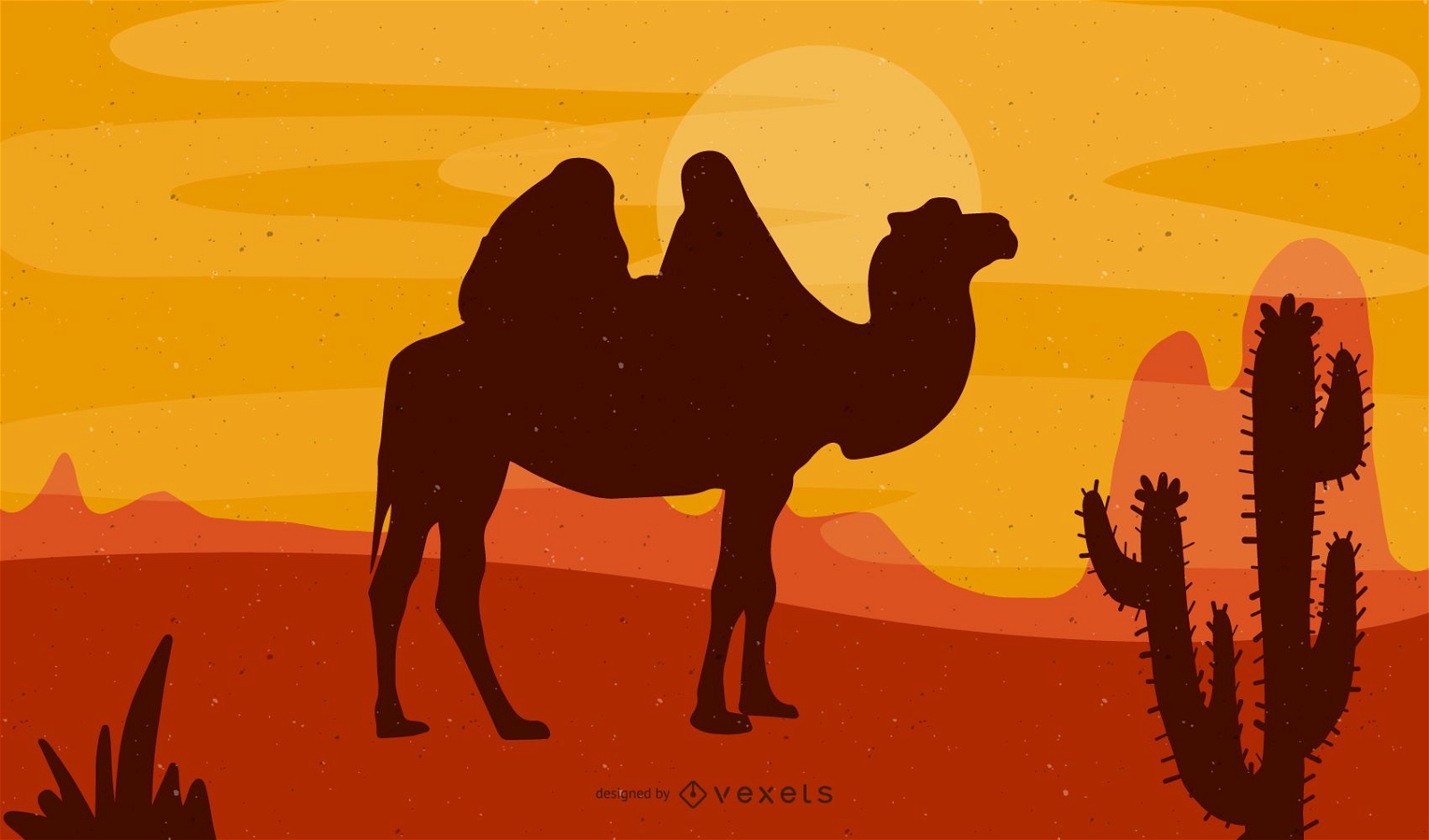 Boy with Camel on Desert
