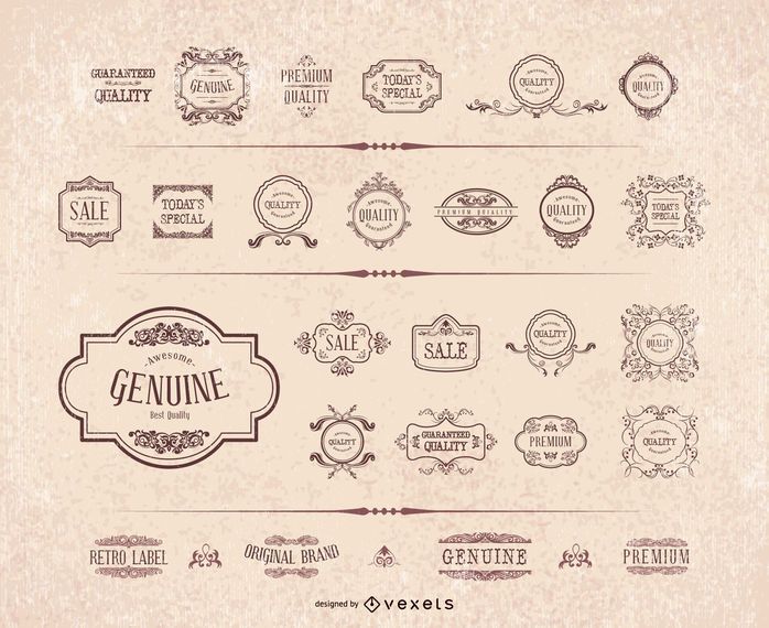 Retro Ornament Label Frame Set Retro Ornament Label Frame Set
