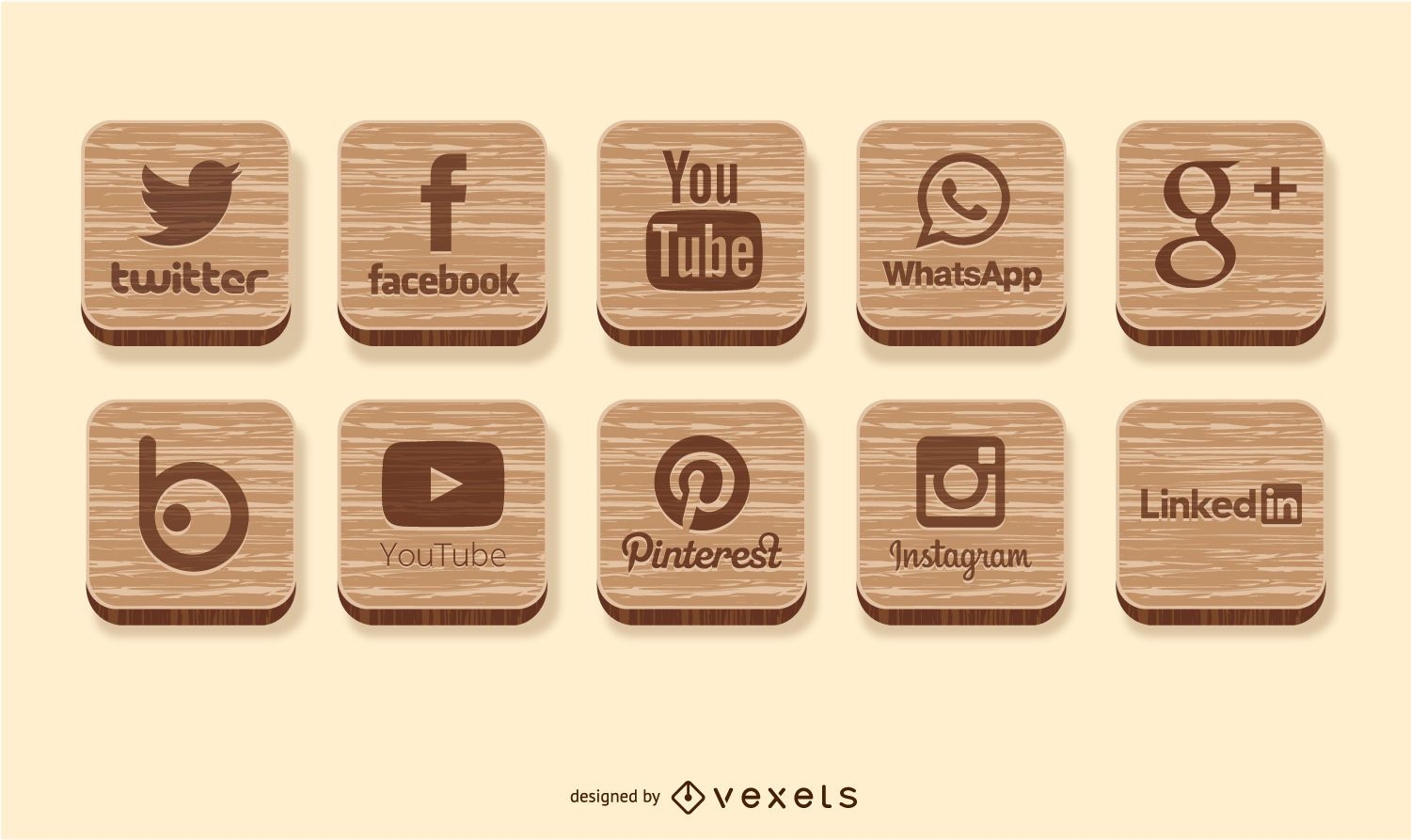 Iconos de madera de redes sociales