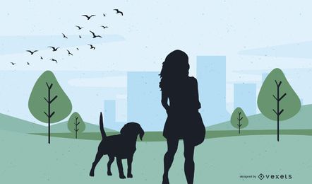 Girl Silhouette Evening Walk Girl Silhouette Evening Walk