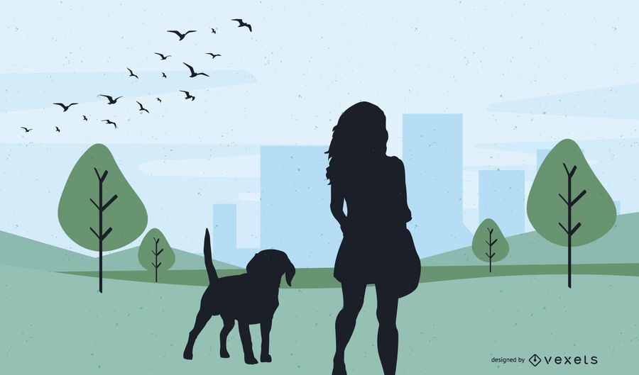 Girl Silhouette Evening Walk Girl Silhouette Evening Walk