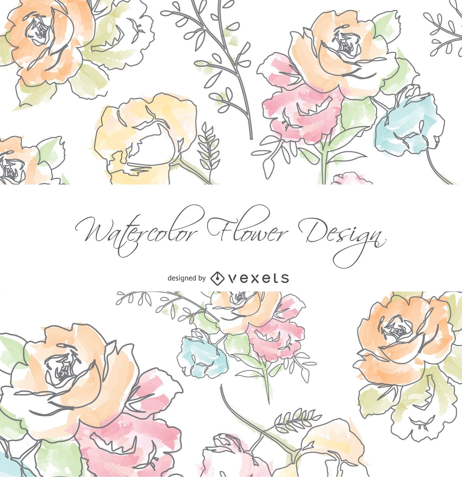 Watercolor flowers greeting card