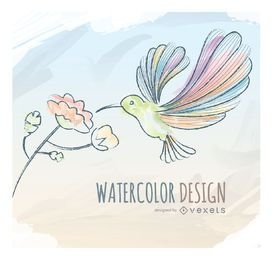 Watercolor humming bird greeting card