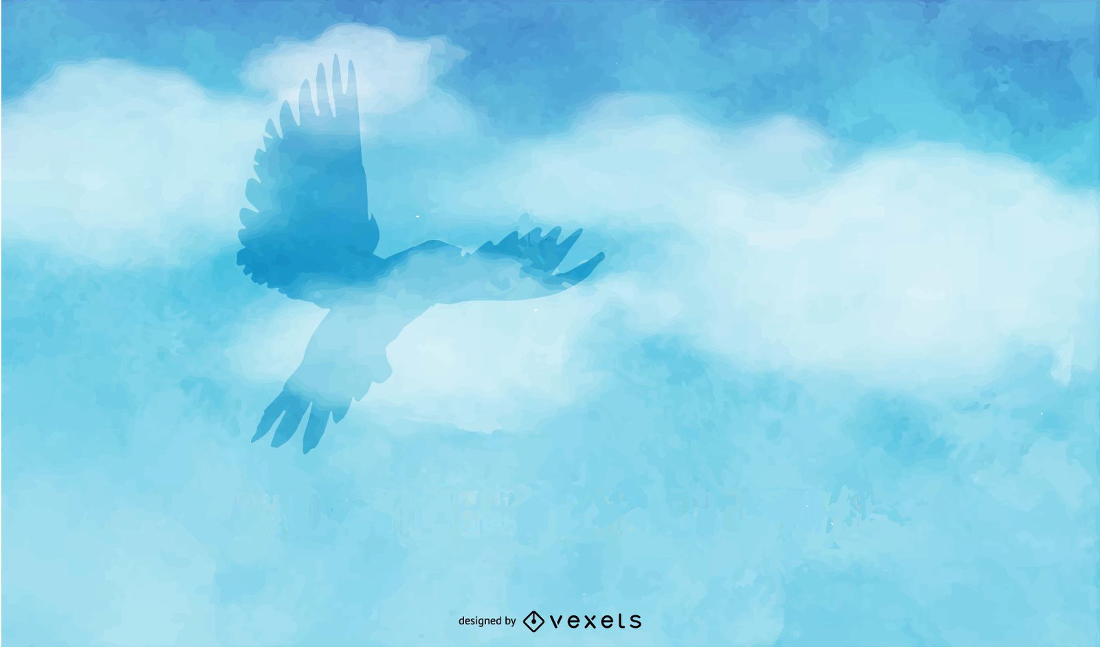 Descarga Vector De Fondo De Cielo Acuarela Pájaro, image size:1600x941