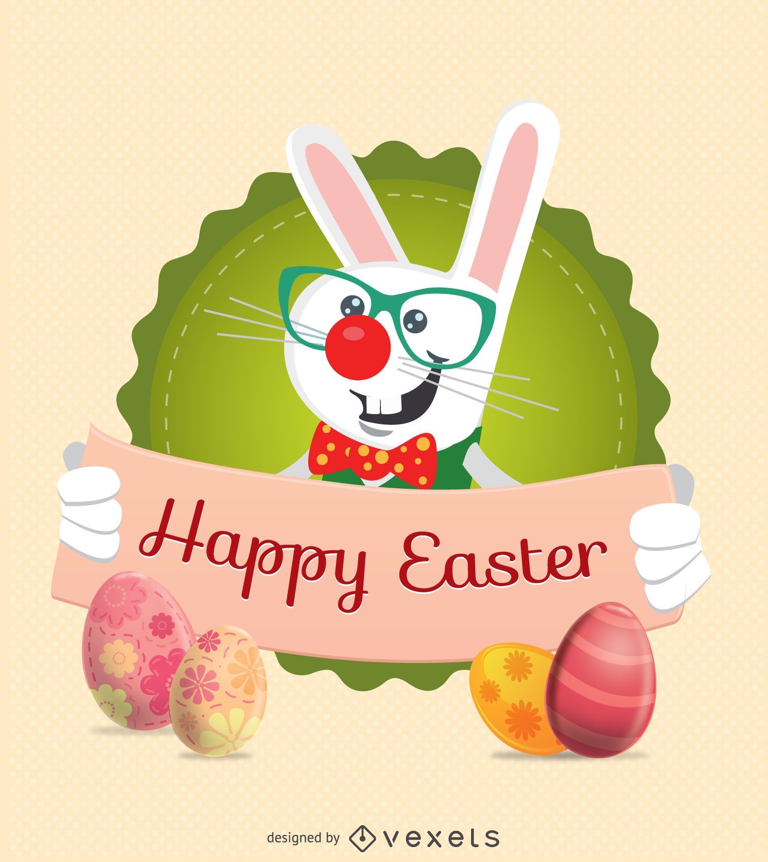 Easter Rabbit Character with ribbon message