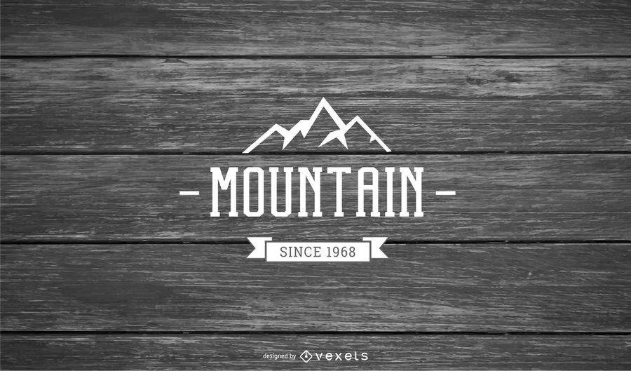 Mountain Logo on Wooden Background Mountain Logo on Wooden Background