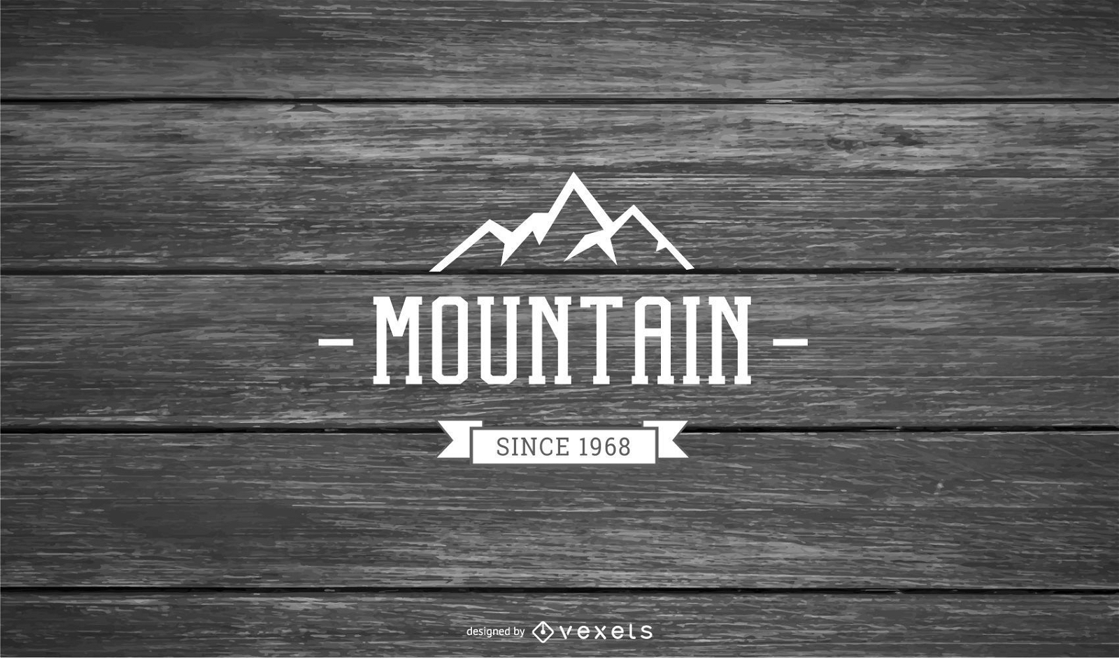 Logotipo de montaña sobre fondo de madera