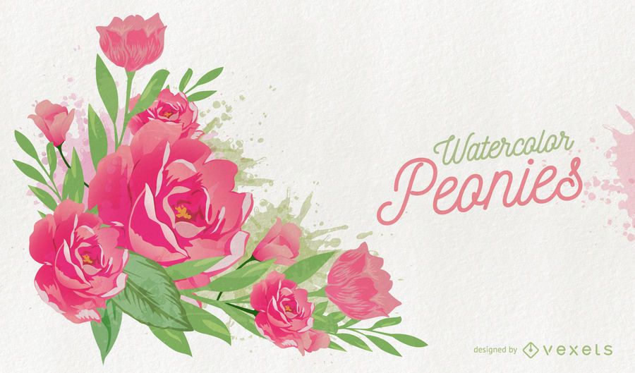 Watercolor Pink Peonies Card Watercolor Pink Peonies Card