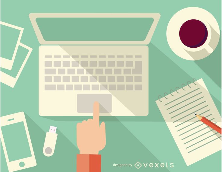 Desk with computer, notebook, coffee and smartphone Desk with computer, notebook, coffee and smartphone