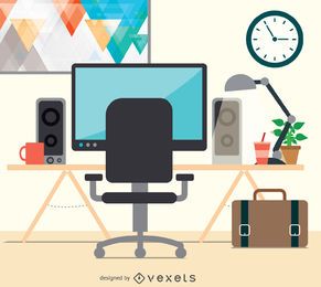 Workspace desktop flat design Workspace desktop flat design