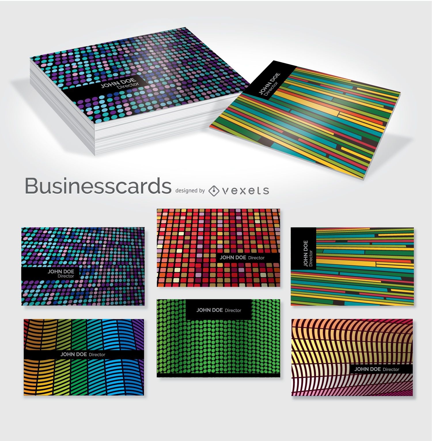 Conjunto de tarjetas de visita coloridas creativas