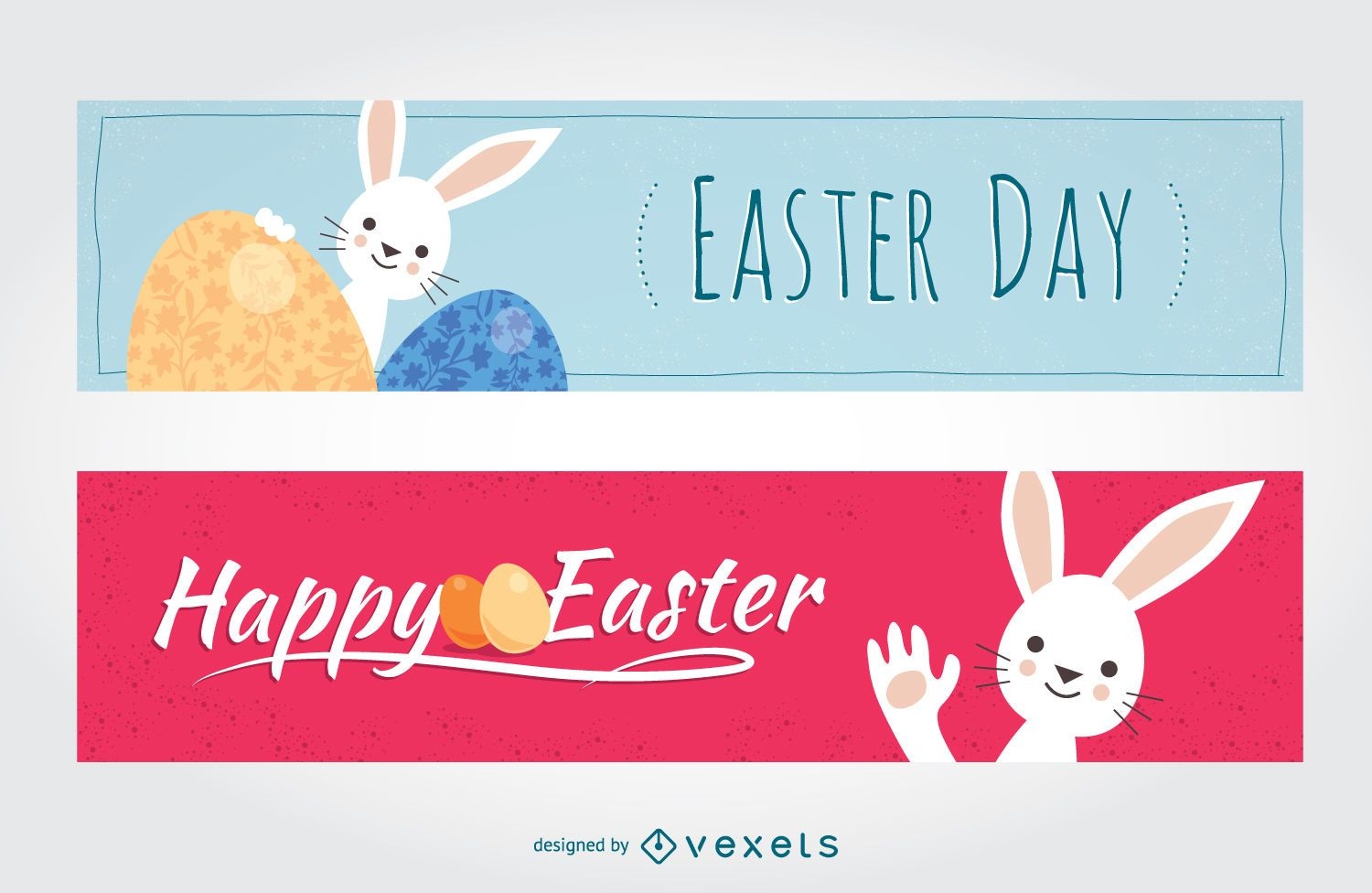 Rabbit flat Easter banners 