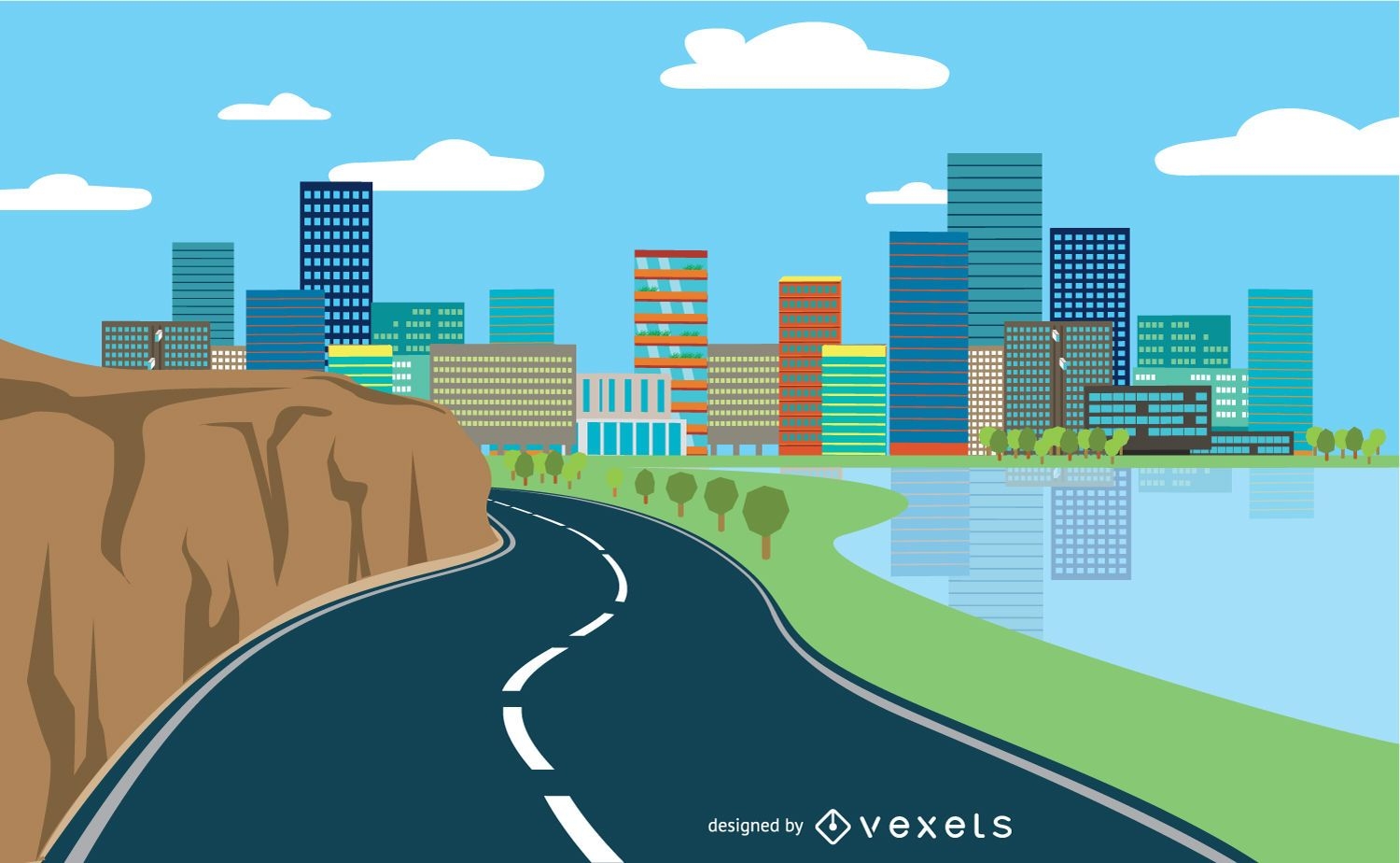 highway cityscape flat style - vector download