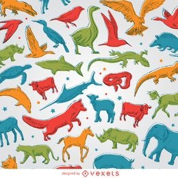 Colored animals background
