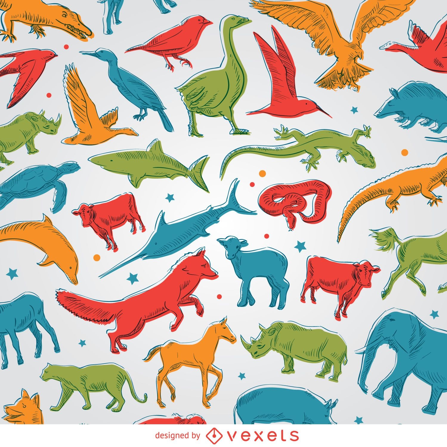 Colored animals background