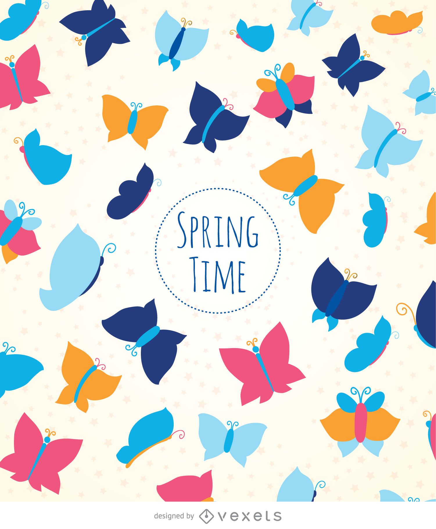 Spring Butterflies Background - Vector Download