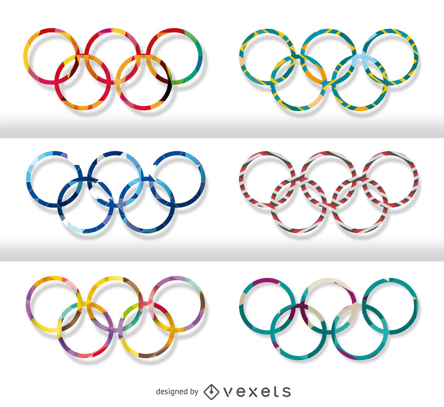 Satz olympische Ringe - mehrere Motive