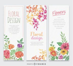 3 flower watercolor vertical banners 3 flower watercolor vertical banners