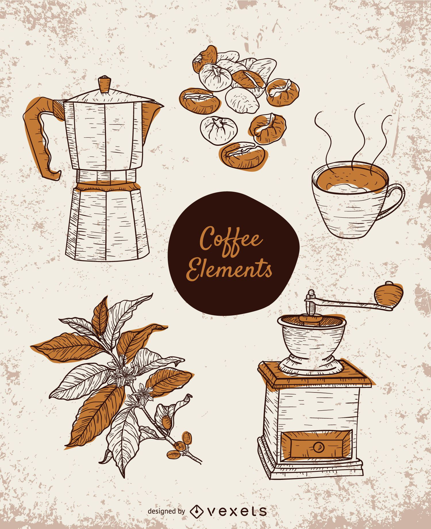 Premium Vector  Hand drawn linear set with coffee stuff and equipment