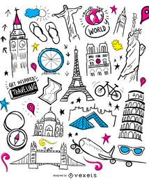 Papel de parede elementos de viagem Papel de parede elementos de viagem