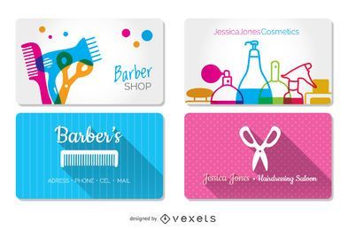 Cartões de visita de cabeleireiro e barbearia