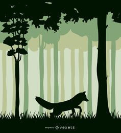 Fox in a forest landscape