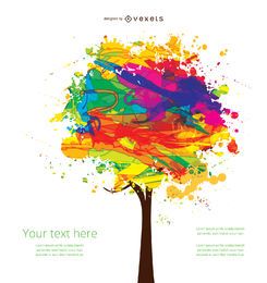 Árbol colorido de tinta artística