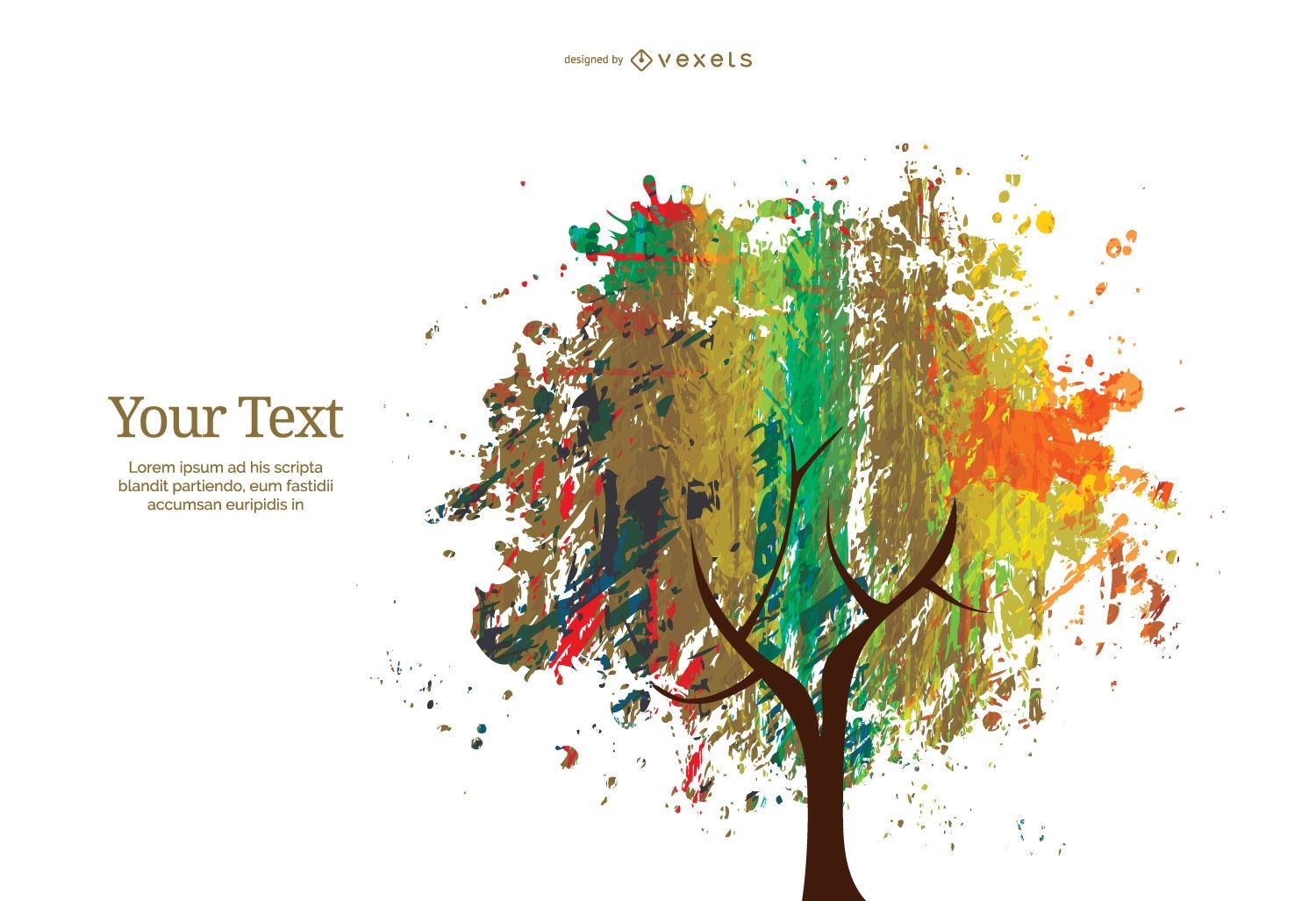 Árvore colorida abstrata de tinta e giz de cera