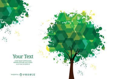 Sechsecke und Tinte befleckt Baum