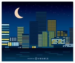 Night cityscape in flat style