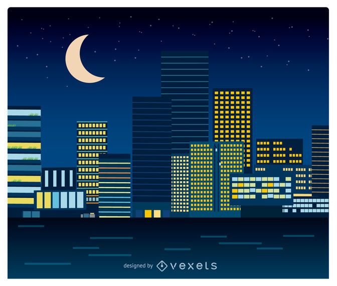 Night cityscape in flat style Night cityscape in flat style