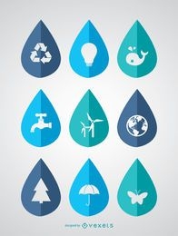 World Water Day - 9 ecological icons in drops