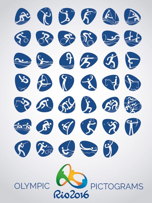 Pictogramas de ícones vetoriais Rio 2016