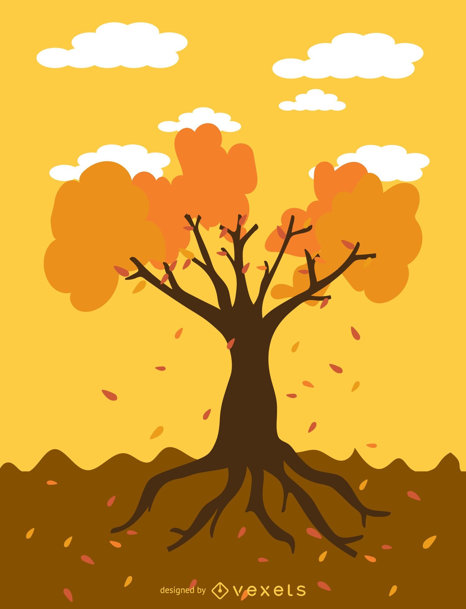 Herbstbaum-Karikatur
